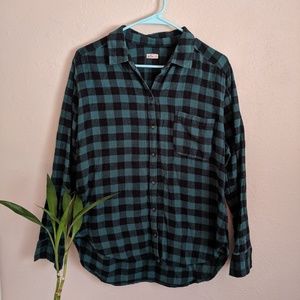 Hollister green plaid flannel shirt